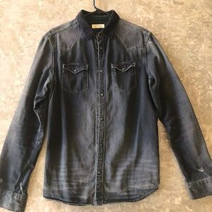 AllSaints Black Western Denim Shirt